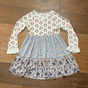 Matilda Jane Kids Dress - Cream, Blue, and Brown